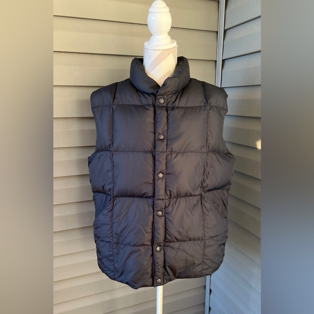 Lands’End Mens Black Puffer Goose Down Vest Warm Outerwear Lightweight L 42-44